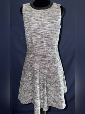 Madewell Marbled Black and White Sleeveless Skater Dress